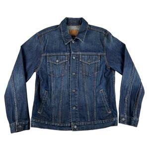 Vintage Gap Denim Jacket Mens Large Trucker Button Front Dark Indigo Unlined Y2K
